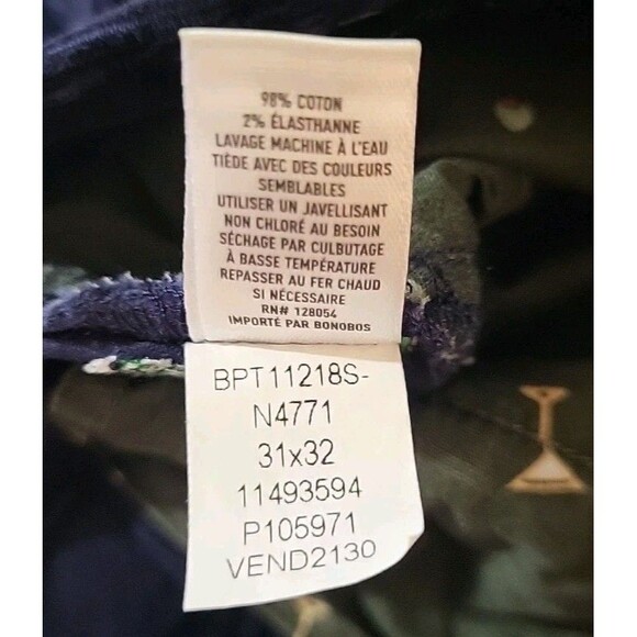 Bonobos Mens Stretch Corduroy Pants 31x32 Navy Blue Embroidered Chino New - Picture 8 of 11